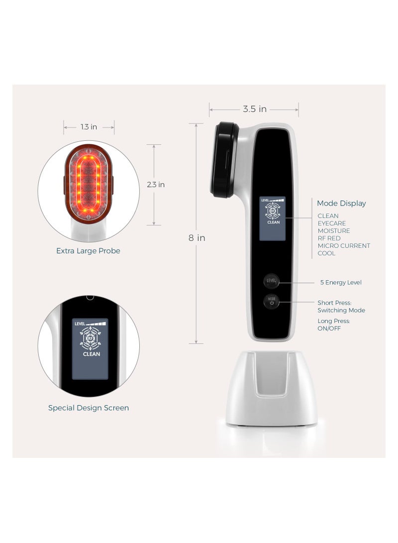 SYOSI Radio Frequency Skin Tightening Machine,6-in-1 Rechargeable Anti-Aging Skin Care Microcurrent Facial Device, Red Light, Wrinkle Remove, Rejuvenation, Skin-Firming, Coal Black and Pearl White - Image 5