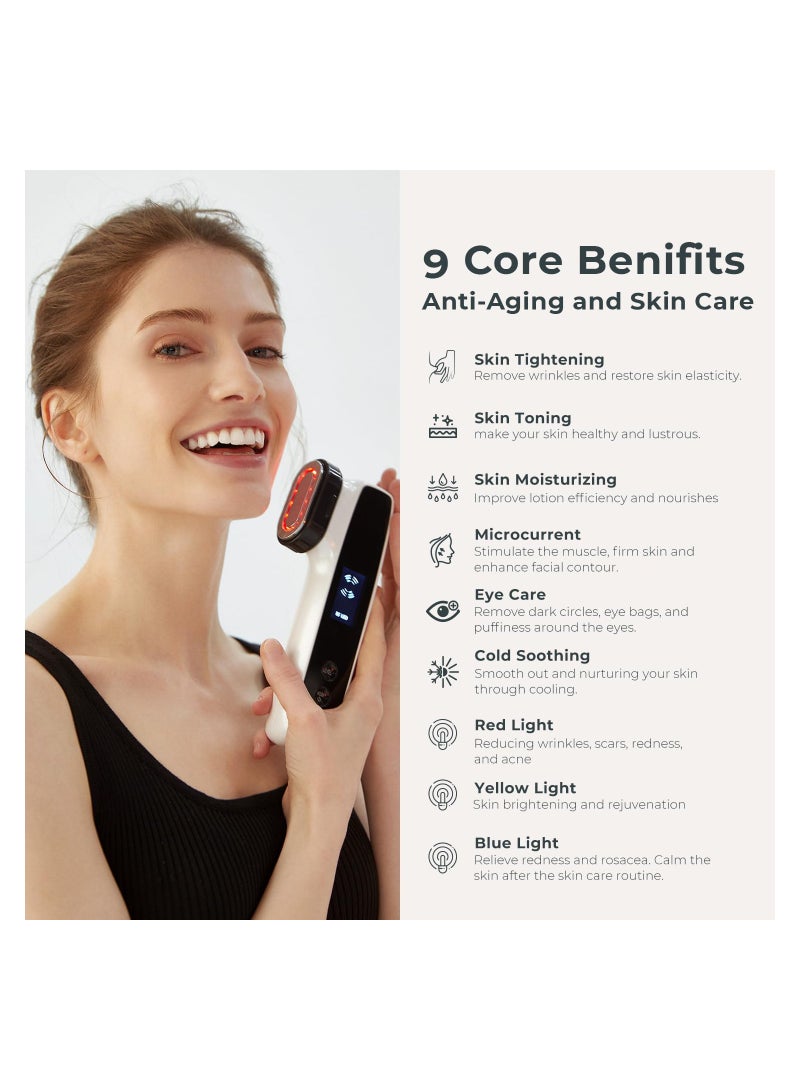 SYOSI Radio Frequency Skin Tightening Machine,6-in-1 Rechargeable Anti-Aging Skin Care Microcurrent Facial Device, Red Light, Wrinkle Remove, Rejuvenation, Skin-Firming, Coal Black and Pearl White - Image 2