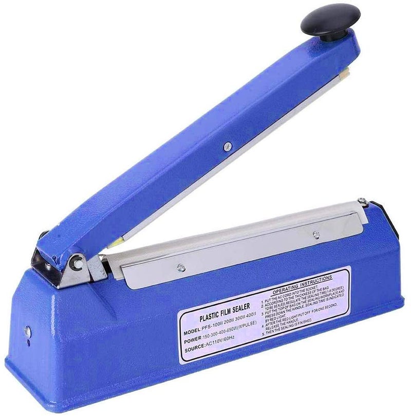 MLD آلة ختم الحرارة MLD للأكياس البلاستيكية 8 بوصة آلة التعبئة ختم الأكياس اليدوية المنزلية بوليثين نبض كهربائي يدوي آلات ختم البلاستيك زرقاء 8 بوصة - Image 1