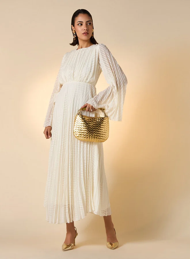 2Xtremz 2Xtremz Pleated Midi Dress with Flared Sleeves