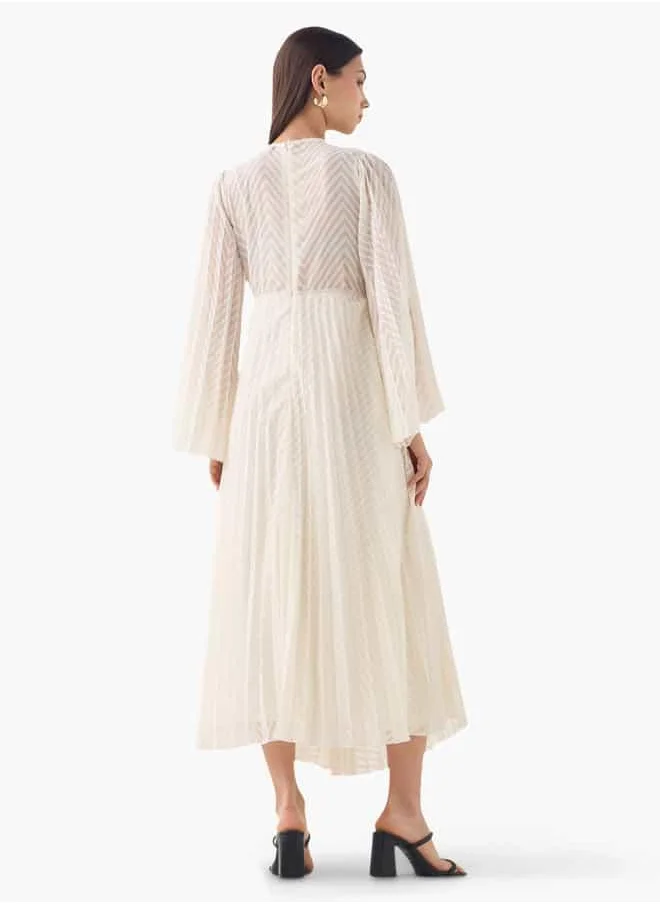 2Xtremz 2Xtremz Pleated Midi Dress with Flared Sleeves