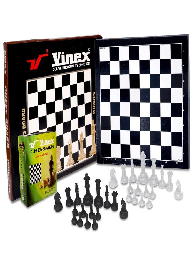 Vinex Wooden Chessboard with Chessmen – 12 x 12 Inch Non-Folding Solid Wood Chess Set | Classic Strategy Game for Kids & Adults| Compact & Durable - Image 1