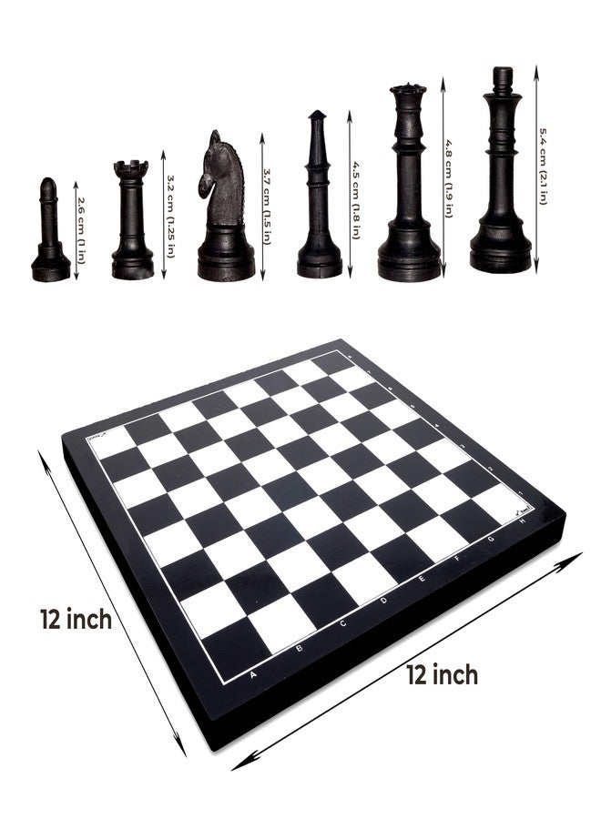 Vinex Wooden Chessboard with Chessmen – 12 x 12 Inch Non-Folding Solid Wood Chess Set | Classic Strategy Game for Kids & Adults| Compact & Durable - Image 3