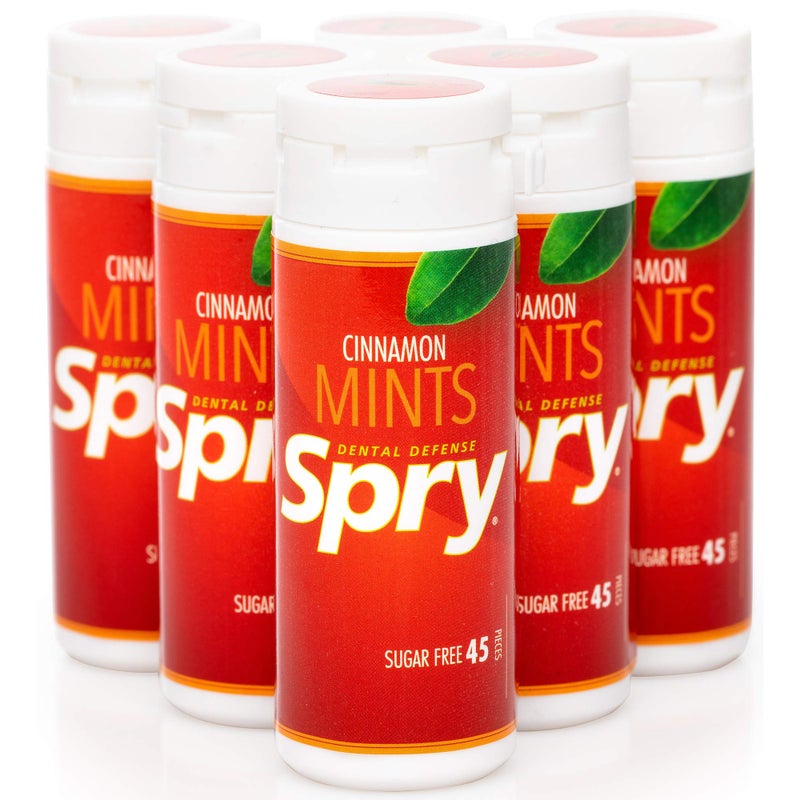 Spry Xylitol Cinnamon Mints Sugar Free Candy - Promote Oral Health, Increase Saliva Production, Stop Bad Breath, Non-GMO, Gluten-Free, 45 Count (Pack of 6) - Image 1