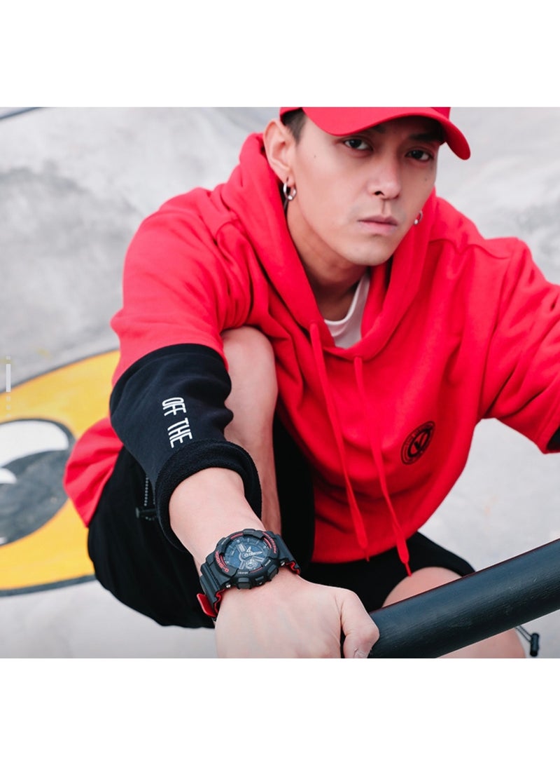 EDIFICE CASIO G-SHOCK Series Black and Red Samurai Street color-blocking dual-display multi-functional CASIO watch - Image 2