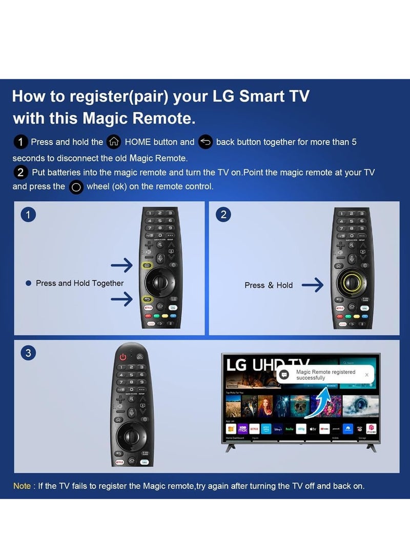 ELTRAZONE LG Universal Voice Remote Control AKB75855501 Replacement for LG Smart TV AN-MR20GA AN-MR19BA AN-MR18BA AN-MR650A 2021 2020 2019 2018 2017 with Pointer and Google/Alexa Voice Function with battery - Image 4