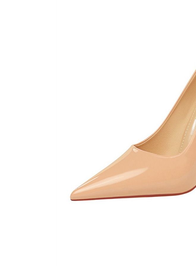 BIGTREE حذاء بكعب عالٍ مدبب من المعدن 7 سم، بيج - Image 2