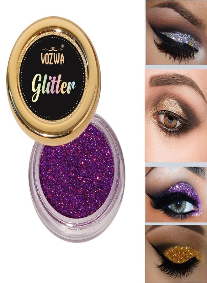 Vozwa Black Beauty Eyeshadow Chunky Glitter and Holographic Purple Eye Glitter - Image 3