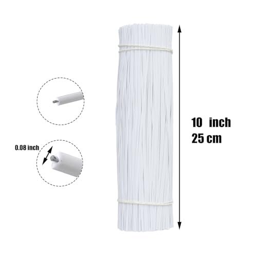 HHTHH 1000 pcs 10 inch White Cable Twist Ties Plastic Twist Ties with Rugged Metal Innercores Reusable Fastening Cable Cord Wire Ties - Image 2