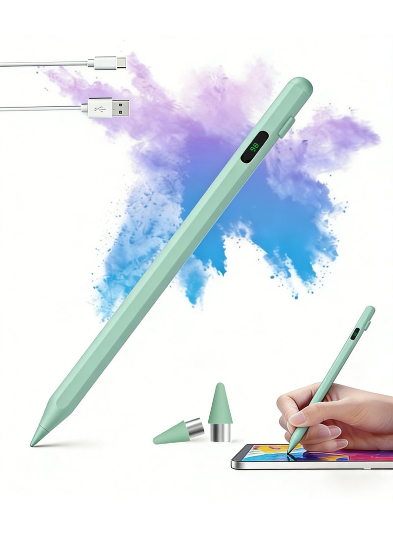 LR Nexus Touchscreen device stylus, rechargeable universal stylus, with battery LED display, no Bluetooth, with tilt sensor and accidental touch protection, Type-C charging port, compatible with iPad/iPhone/Android — Green - Image 1