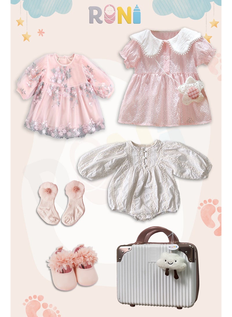 RINI Newborn gift set, baby gift, 10 pieces in a luxury luggage, baby gift set for girls, 100% organic cotton, newborn occasions gift set - Image 2