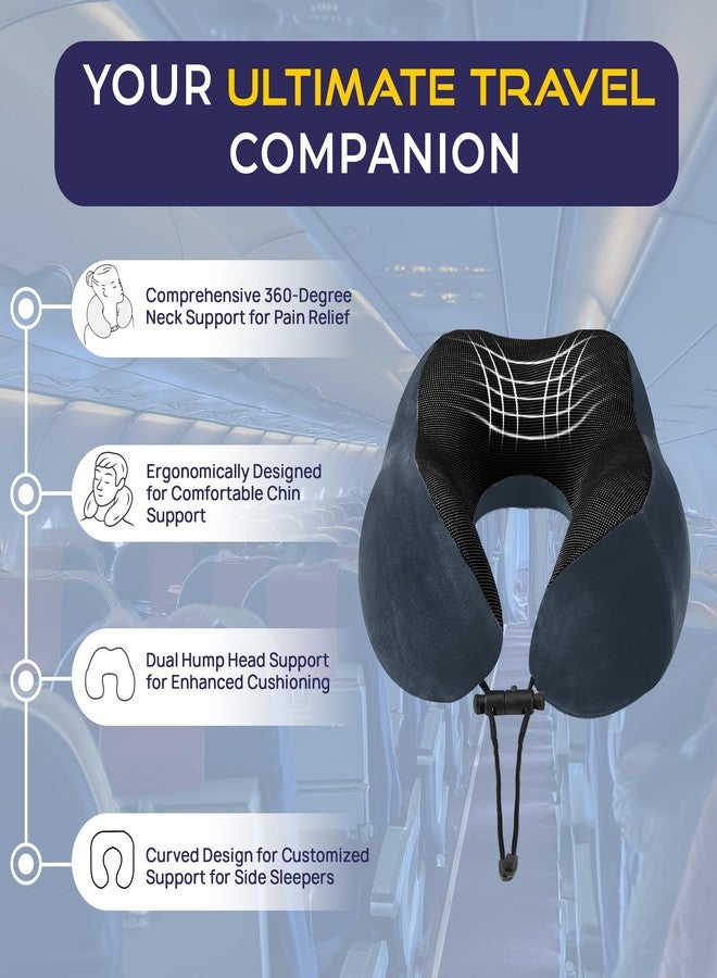Billebon Neck Pillow for Travel - Cool-Gel Infused Memory Foam Support, U-Shape Ergonomic Design, Portable for Flight Journeys, Lightweight Compact Build, Soft Washable Cover (Grey) - Image 3