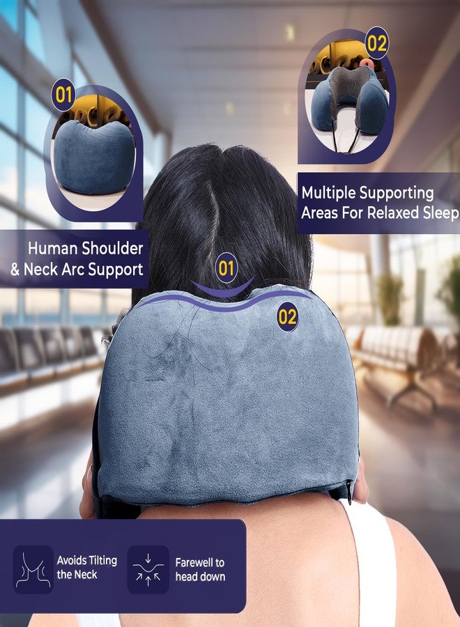 Billebon Neck Pillow for Travel - Cool-Gel Infused Memory Foam Support, U-Shape Ergonomic Design, Portable for Flight Journeys, Lightweight Compact Build, Soft Washable Cover (Grey) - Image 5