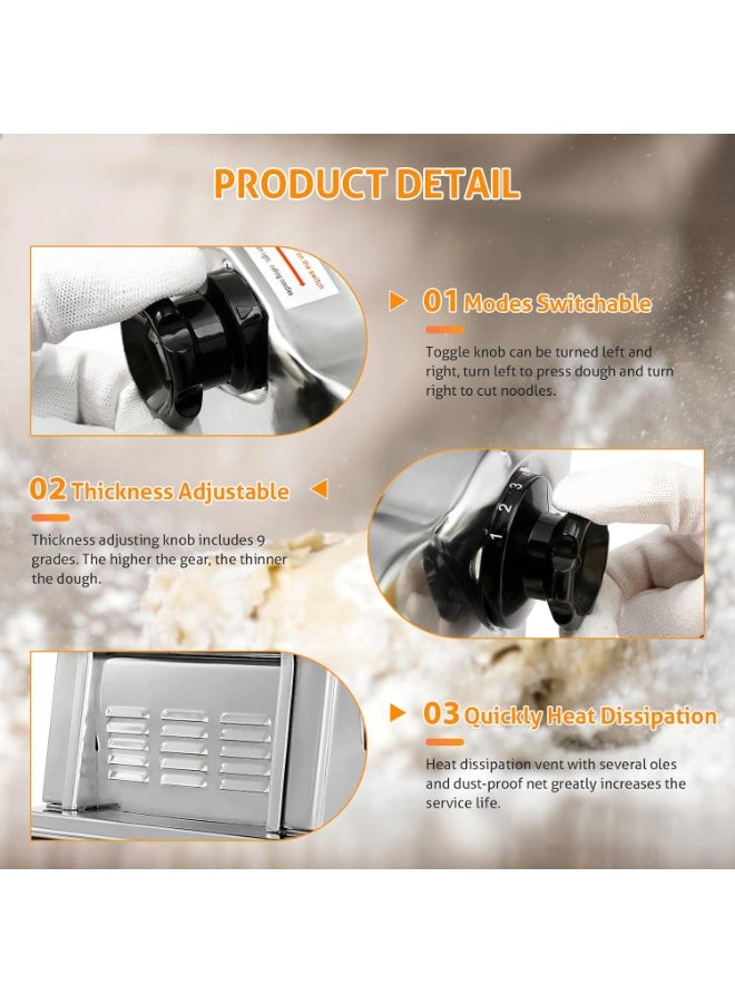 ماكينة صنع المعكرونة الكهربائية الأوتوماتيكية، خلاط عجين صغير الحجم سعة 1 لتر وقطاعة لتحضير معكرونة فيتوتشيني، تاجلياتيلي، ونودلز طازجة - Image 2