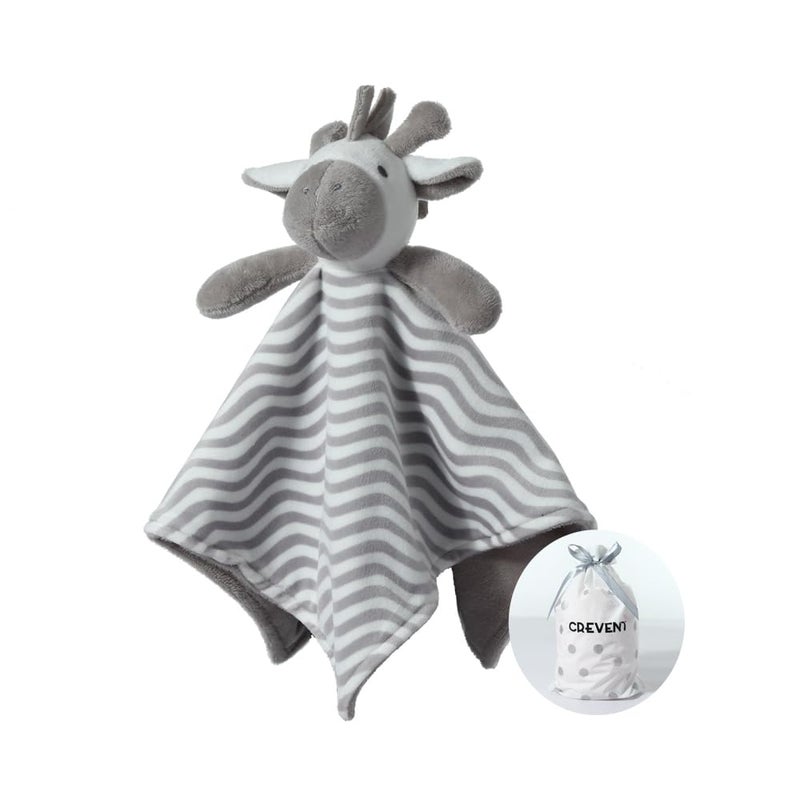 CREVENT Soft Plush Animal Face Security Blankets for Boys and Girls Great Gifts for Birthday Baby Shower Grey Zebra
