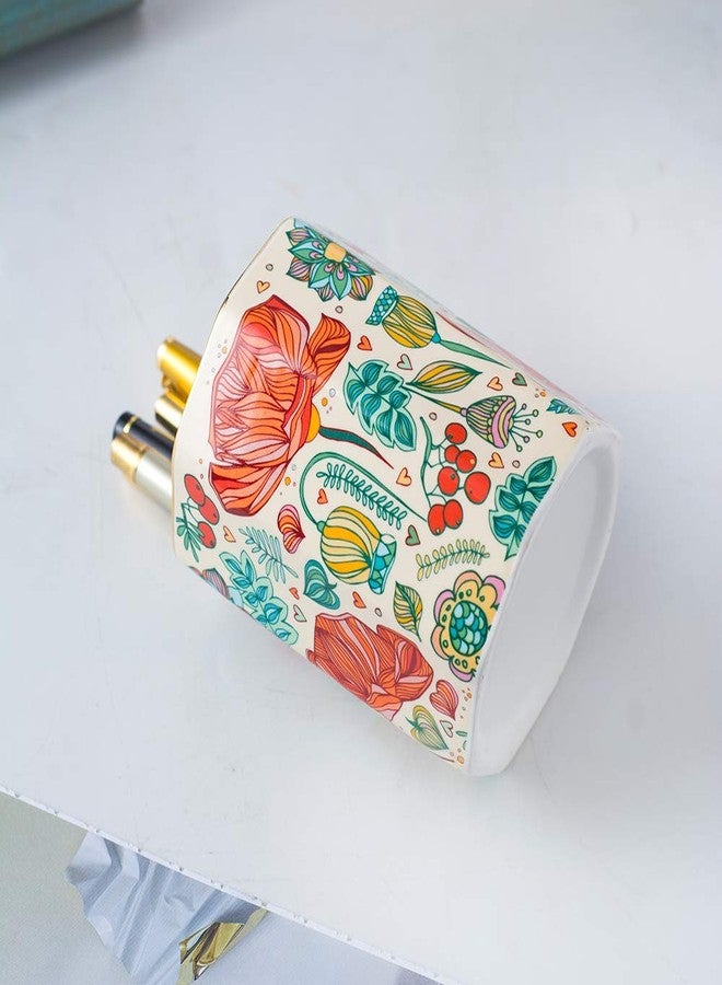 YOSCO Ceramic Pen Holder For Desk Cute Flower Stand Aesthetic Floral Pencil Cup Pot Desk Organizer Makeup Brush Holder Gift for Girls Women (Flower) - Image 5