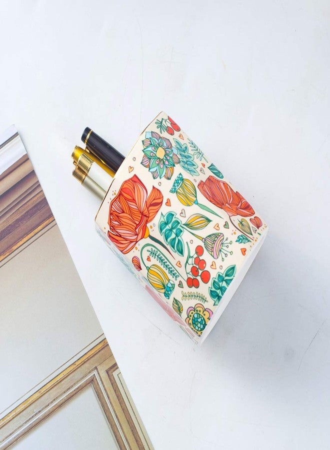 YOSCO Ceramic Pen Holder For Desk Cute Flower Stand Aesthetic Floral Pencil Cup Pot Desk Organizer Makeup Brush Holder Gift for Girls Women (Flower) - Image 4