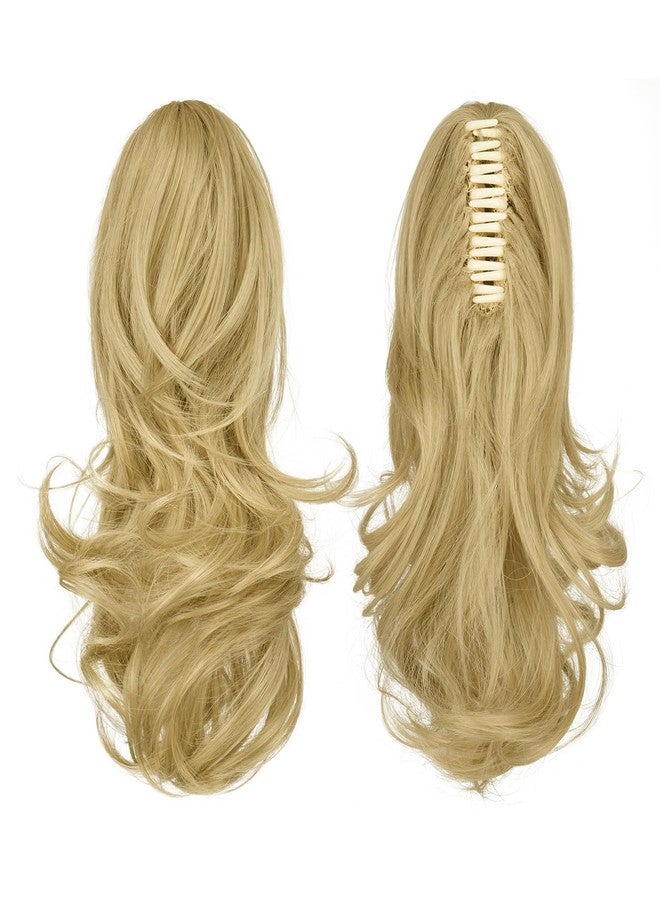 Sofeiyan 13" Ponytail Extension Long Curly Ponytail Clip in Claw Hair Extension Natural Looking Synthetic Hairpiece for Women, Light Blonde mix Bleach Blonde Evenly - Image 2