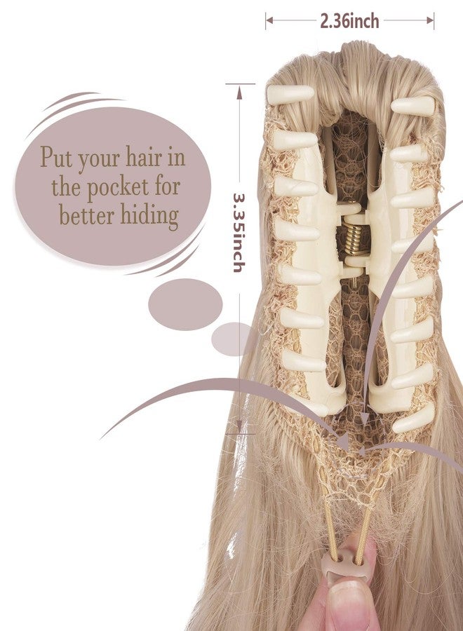 Sofeiyan 13" Ponytail Extension Long Curly Ponytail Clip in Claw Hair Extension Natural Looking Synthetic Hairpiece for Women, Light Blonde mix Bleach Blonde Evenly - Image 4