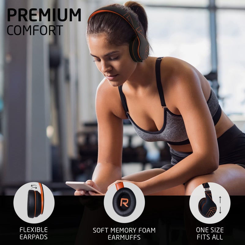 PowerLocus Wireless Bluetooth Headphones, Over Ear Headphones with Microphone, 50H Playtime, HiFi Stereo Sound, Deep Bass, Soft Earmuffs, Foldable Lightweight Headphones for Travel/PC/Cell Phone - Image 2
