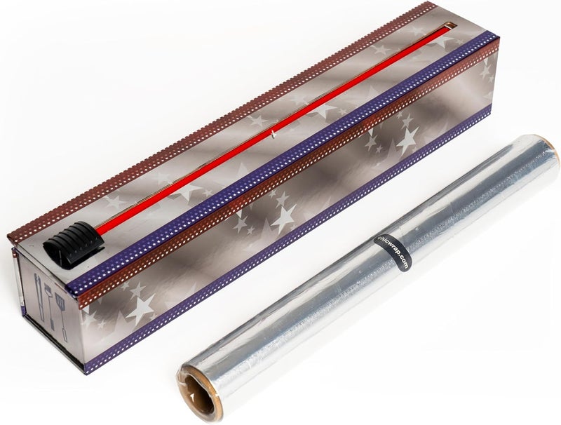 ChicWrap Patriotic Refillable Foil Dispenser - One 12"x 30' Roll of Professional Grade Aluminum Foil - Reusable Dispenser w/Slide Cutter - Kosher Certified - Reduces Waste & Saves Money - Image 1