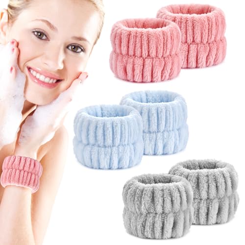 Wykodra 6pcs Wrist Bands for Washing Face, Absorbent Face Wash Wristbands, Arm Water Guards, Microfiber Spa Wash Band for Girls Prevent Water from Spilling Down Your Arms - Image 1