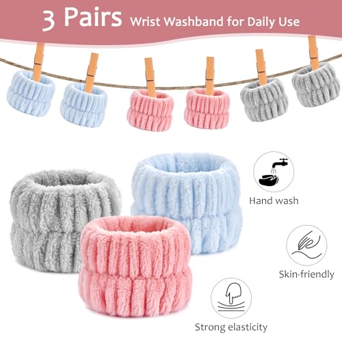 Wykodra 6pcs Wrist Bands for Washing Face, Absorbent Face Wash Wristbands, Arm Water Guards, Microfiber Spa Wash Band for Girls Prevent Water from Spilling Down Your Arms - Image 4