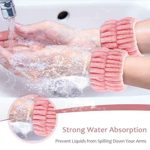 Wykodra 6pcs Wrist Bands for Washing Face, Absorbent Face Wash Wristbands, Arm Water Guards, Microfiber Spa Wash Band for Girls Prevent Water from Spilling Down Your Arms - Image 3