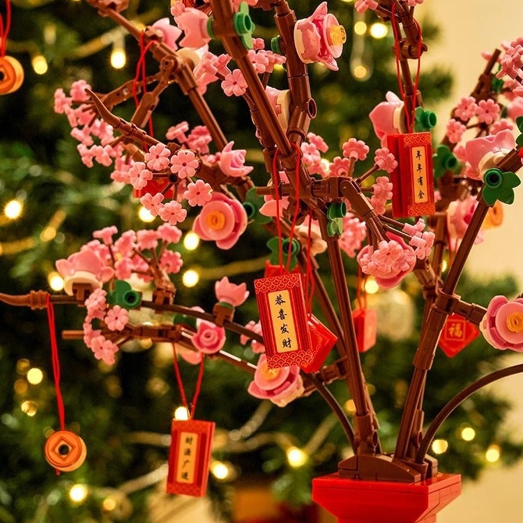 New Year Peach Blossom Building Blocks Bouquet Girl Series Assembled Toy Rose Flower Puzzle Decoration Birthday Gift Girl - Image 5