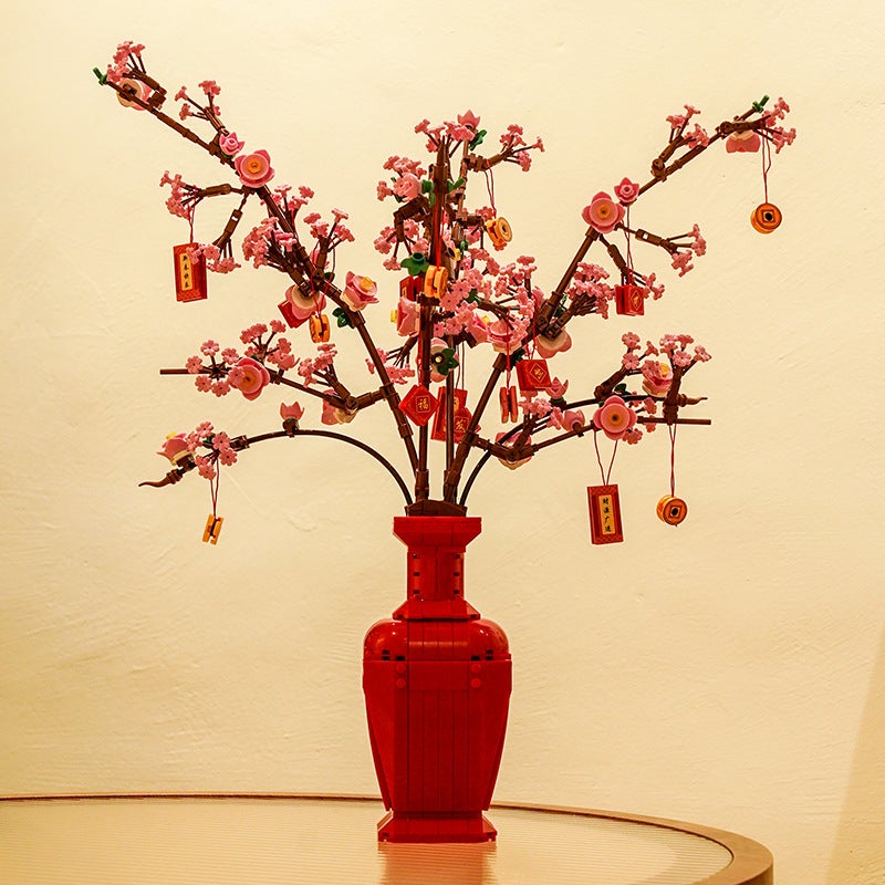 New Year Peach Blossom Building Blocks Bouquet Girl Series Assembled Toy Rose Flower Puzzle Decoration Birthday Gift Girl - Image 2