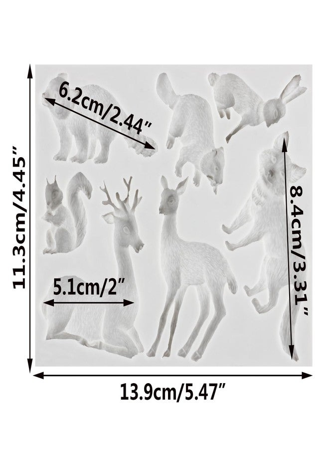 Sijiangmold Woodland Animal Fondant Silicone Mold Fox Squirrel Rabbit Raccoon Beaver Elk Sika Deer Mold For Cake Decorating Cupcake Topper Chocolate Candy Polymer Clay Gum Paste - Image 2