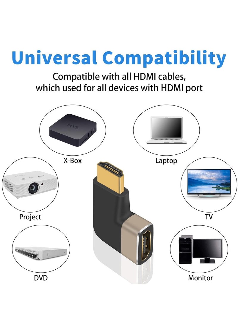 erorex 2 Pack HDMI Adapter, HDMI Male to Female Adapter, 90 Degree Left and Right Angle HDMI Adapter Extender Connector,Support 8K@60Hz, 4K@120Hz, Suitable for HDTV Switch Laptop  - Image 3