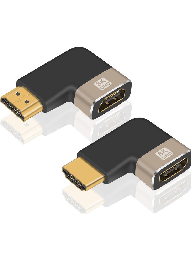 erorex 2 Pack HDMI Adapter, HDMI Male to Female Adapter, 90 Degree Left and Right Angle HDMI Adapter Extender Connector,Support 8K@60Hz, 4K@120Hz, Suitable for HDTV Switch Laptop  - Image 1