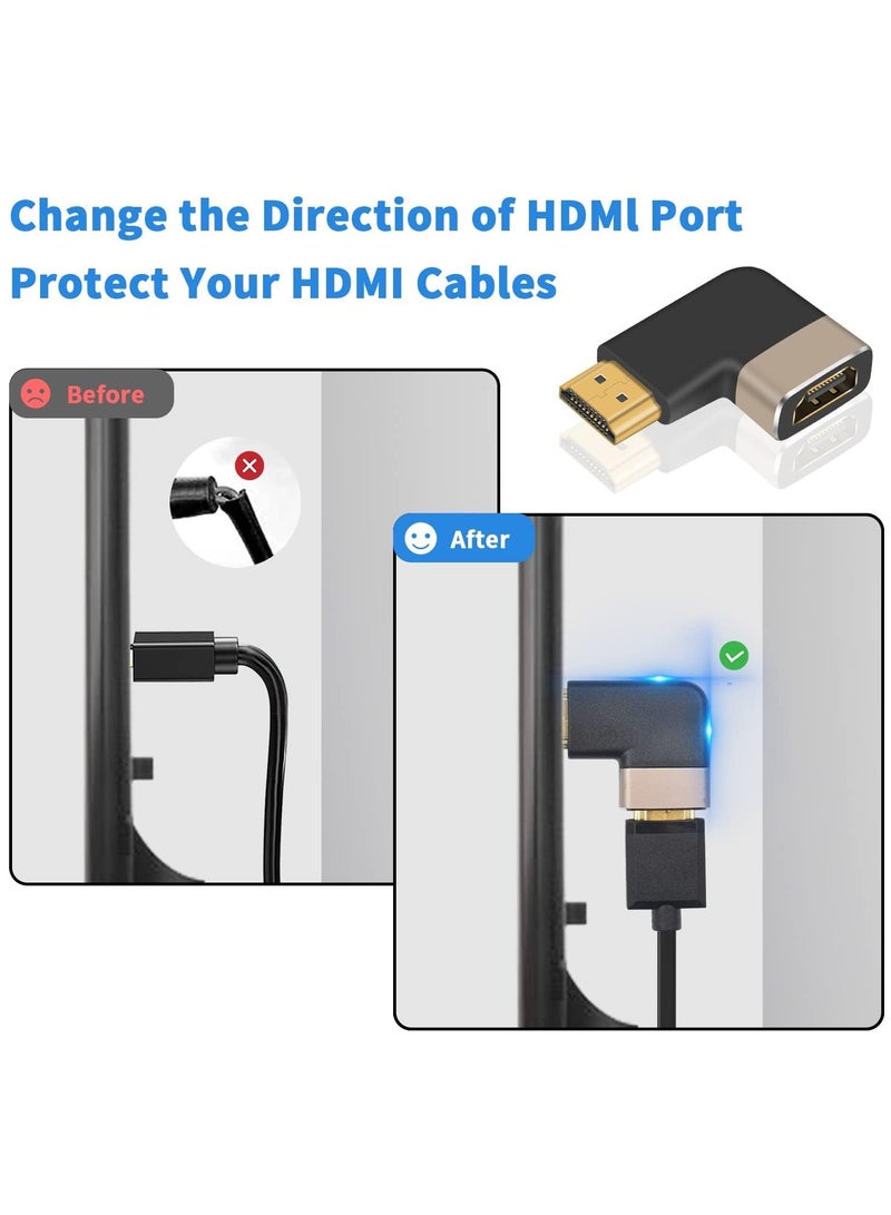 erorex 2 Pack HDMI Adapter, HDMI Male to Female Adapter, 90 Degree Left and Right Angle HDMI Adapter Extender Connector,Support 8K@60Hz, 4K@120Hz, Suitable for HDTV Switch Laptop  - Image 5