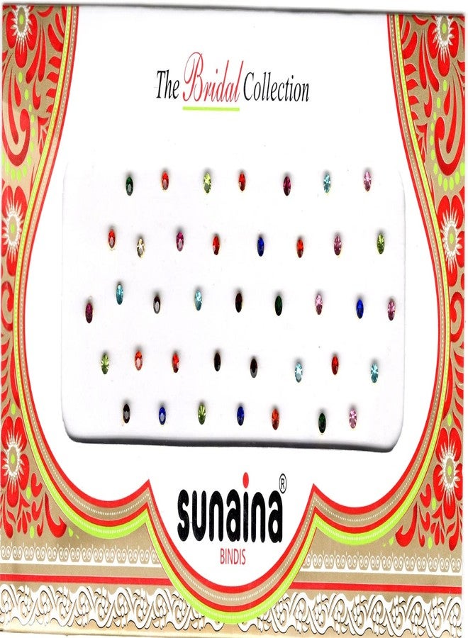 Sunaina Small Round MultiColor||Golden|| Silver Shiny Stone Matching Tikka Bindi for Women & Girls (Pack Of 3) - Image 4