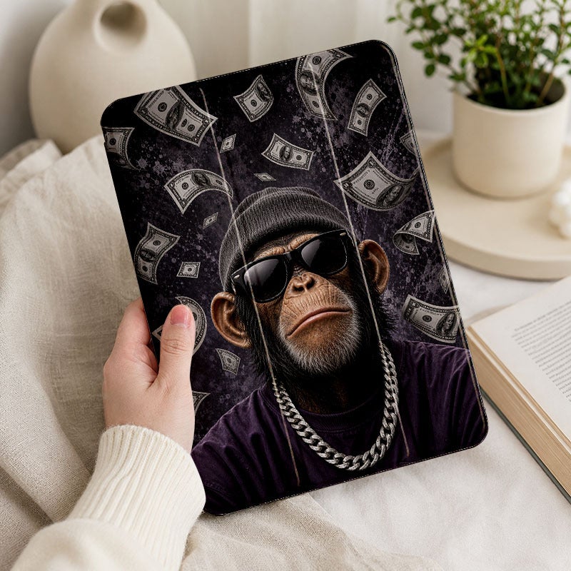 Tablet Case for iPad, Money Rain Monkey With Sunglasses, iPad Protective Case for Mini Air Pro 4 5 6 7 8 9 10 11 12, for 7.9 8.3 9.7 10.2 10.5 10.9 11 12.9 13 inch Clear Acrylic Shockproof Cover with Stand - Image 4