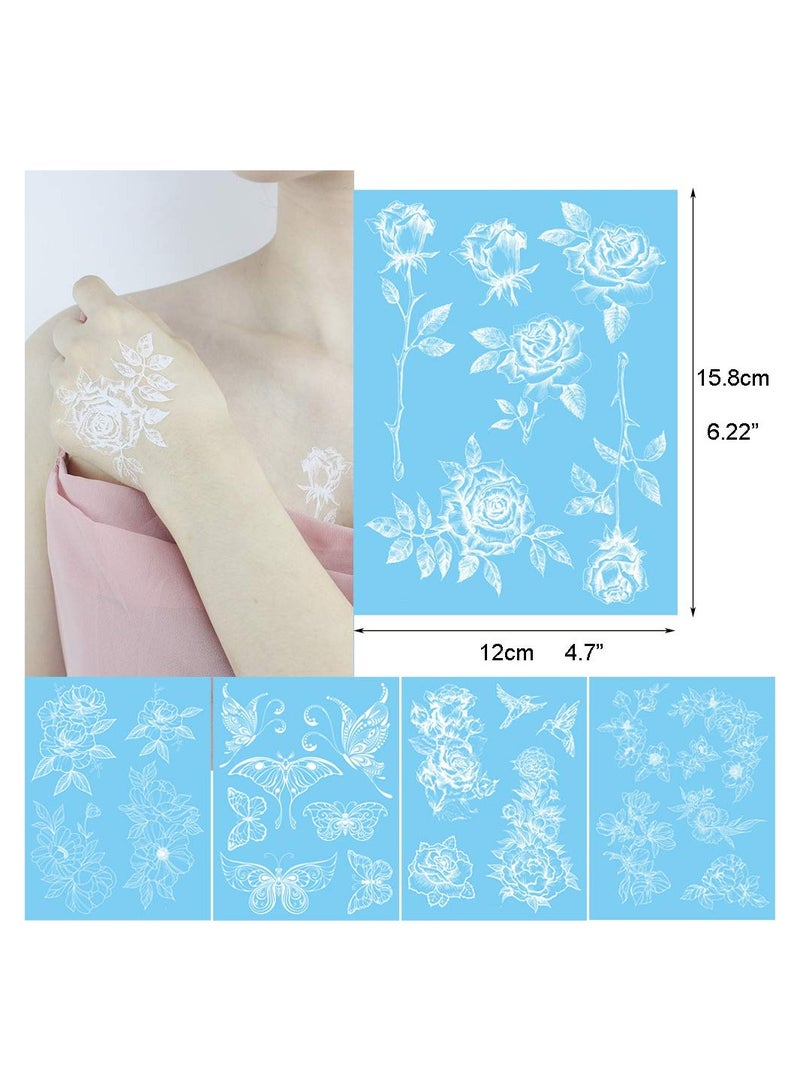 SYOSI 16 Pack White Temporary Face Tattoos for Women Girls Creative Fake Flash Lace Freckle Tattoo Stickers Perfect for Bride Wedding Party Festival Nontoxic on Body - Image 5