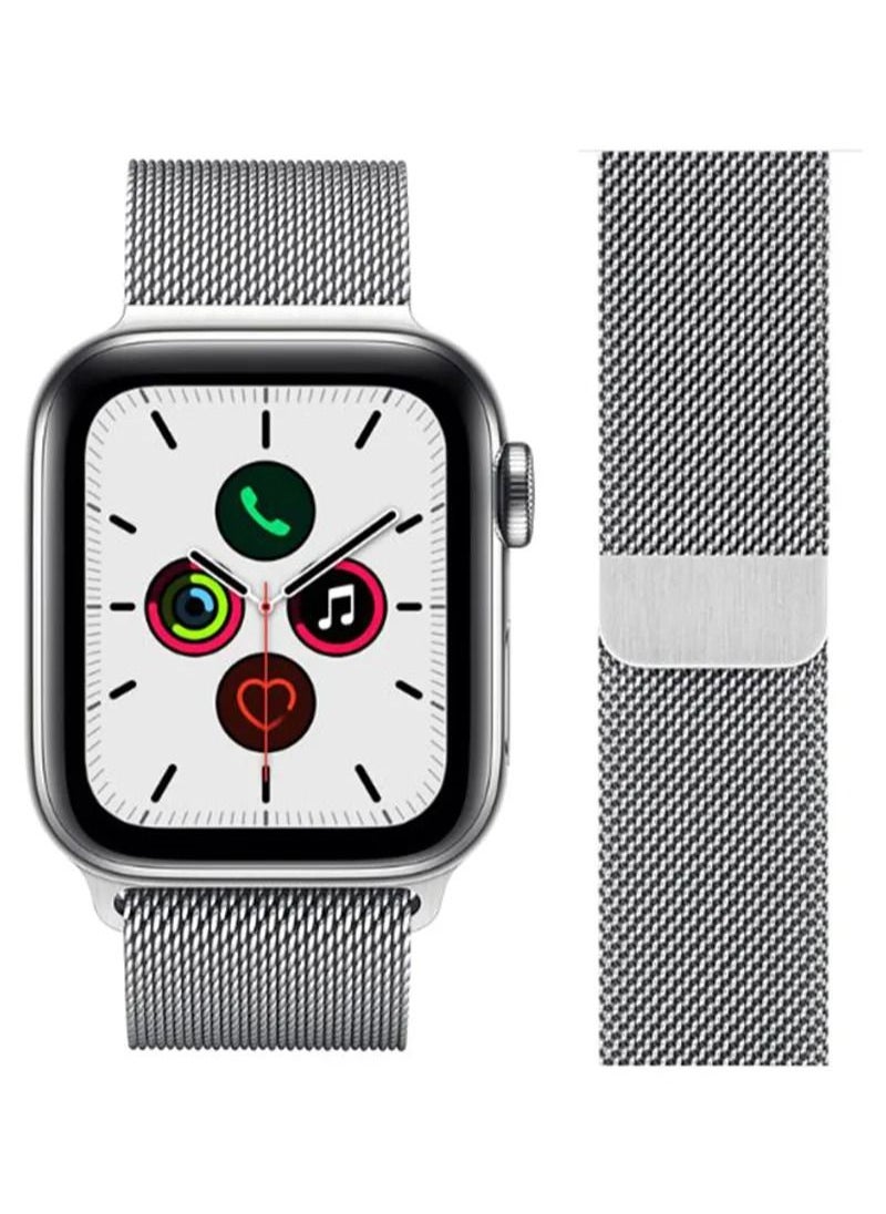 HEXABEX - Apple Watchband 46mm/45mm/44mm/49mm Milanese Apple Watch Strap for Apple Watch All Series Silver - Image 1