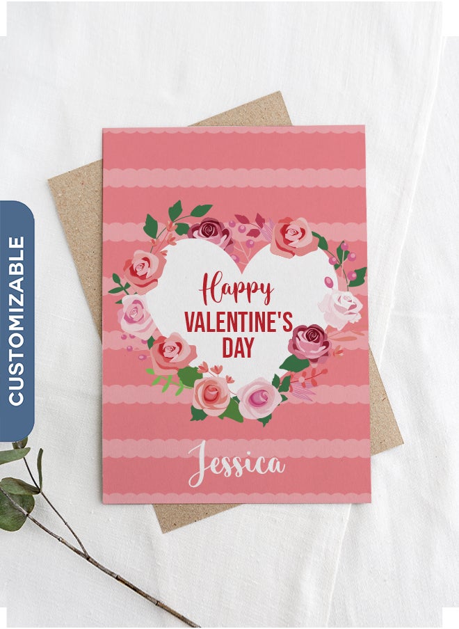 Share the Love Happy Valentine's Day - Personalised Floral Greeting Card 