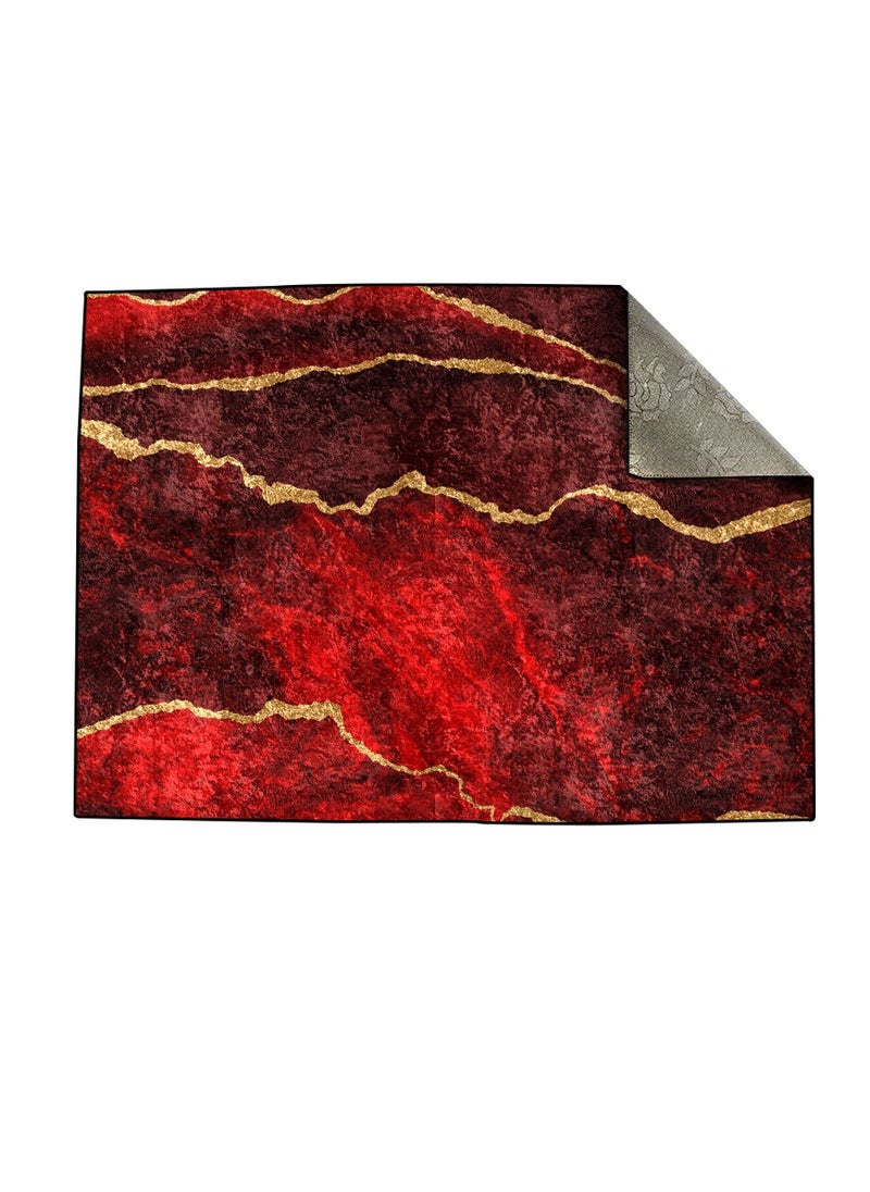 RIZARIES Maroon Abstract Centerpiece (Rug)  - Image 2