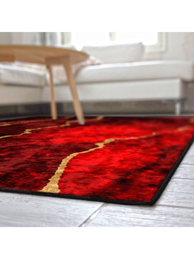 RIZARIES Maroon Abstract Centerpiece (Rug)  - Image 3