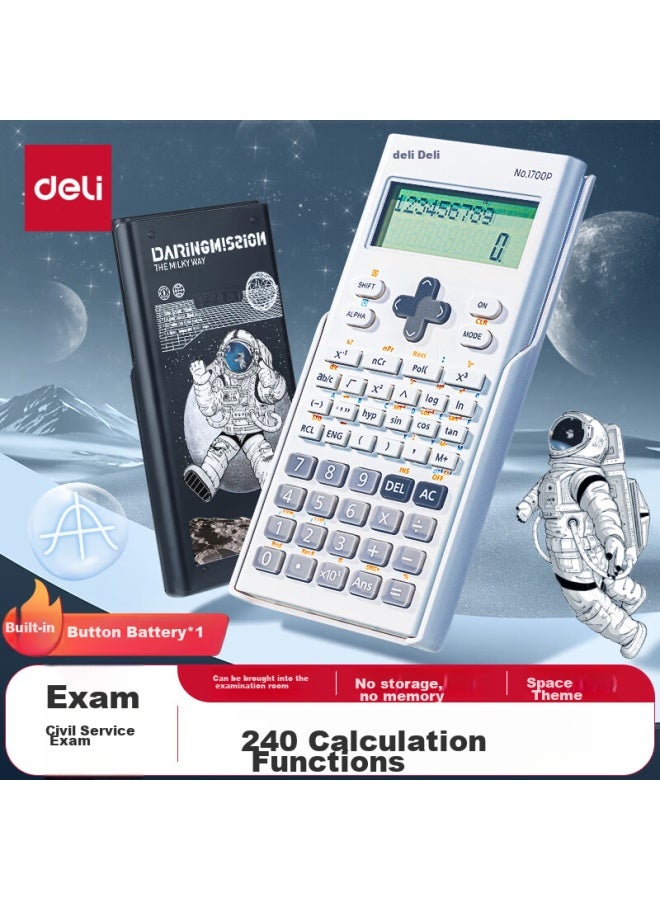 Deli Scientific Calculator With 240 Functions For Exams (suitable For Middle And High School Students) Aerospace Youth, Study Supplies, White 1700p - Image 1