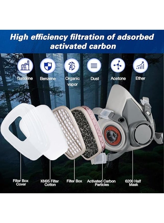 M MIAOYAN 6200 Half Face Respirator Mask with Filter, Gas Mask, Great for Painting, Woodworking, Sanding, Spraying - Image 2