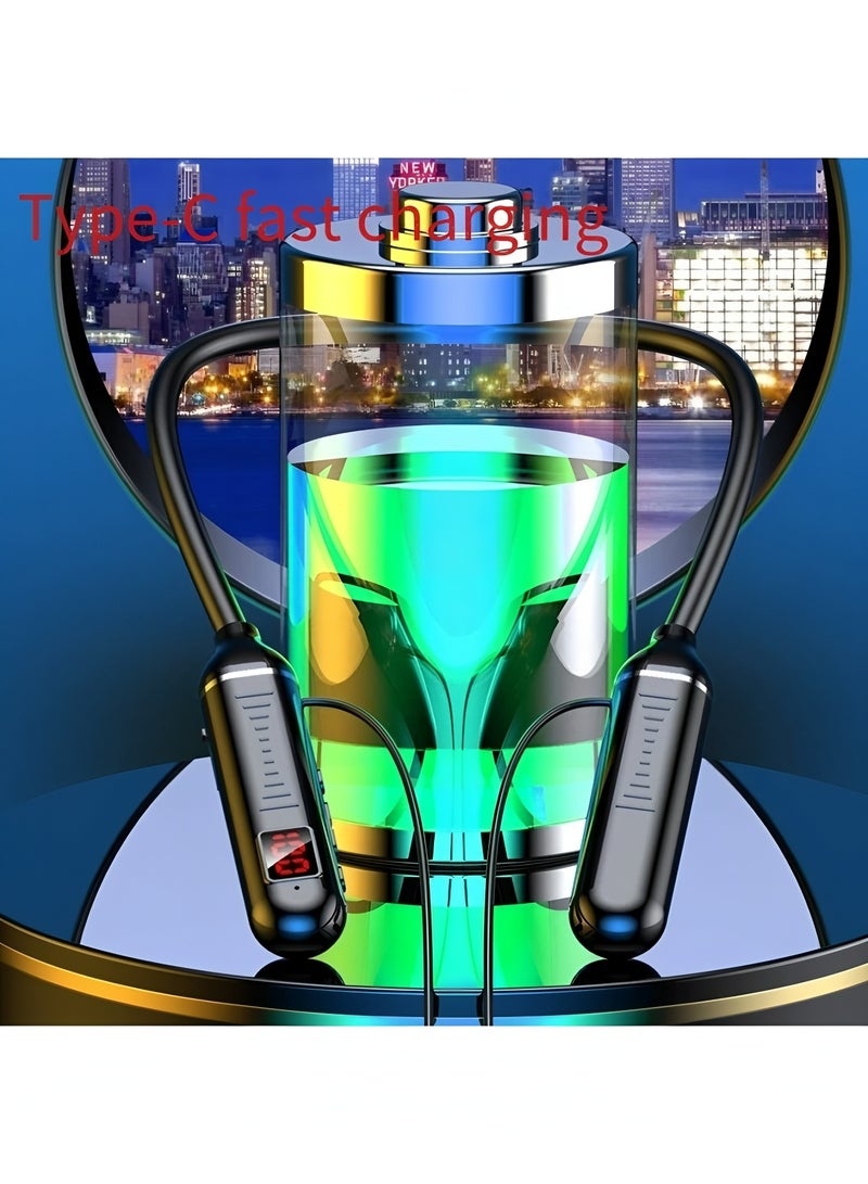 فليفيو سماعات أذن لاسلكية مزودة بتقنية البلوتوث وسماعات رأس حول الرقبة للألعاب بشاشة LED وسماعات رأس رياضية ستيريو مع سماعات أذن مغناطيسية مقاومة للماء - Image 5