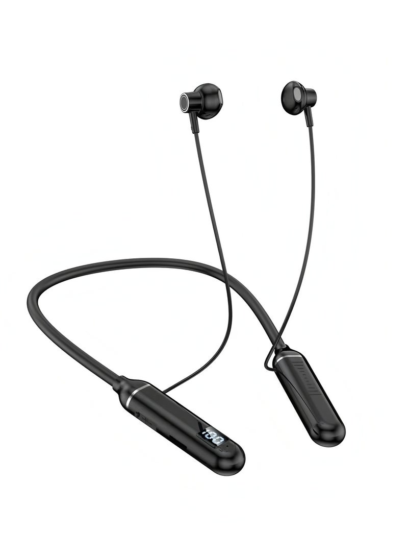 فليفيو سماعات أذن لاسلكية مزودة بتقنية البلوتوث وسماعات رأس حول الرقبة للألعاب بشاشة LED وسماعات رأس رياضية ستيريو مع سماعات أذن مغناطيسية مقاومة للماء - Image 1