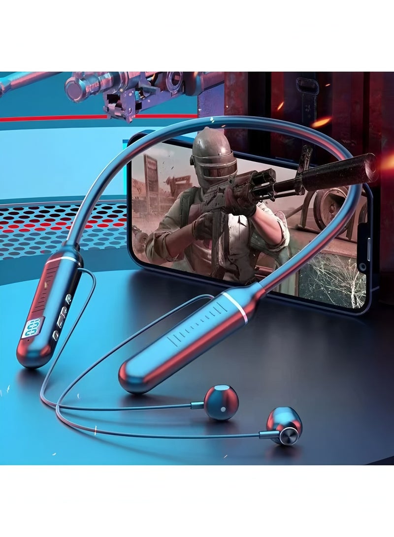 فليفيو سماعات أذن لاسلكية مزودة بتقنية البلوتوث وسماعات رأس حول الرقبة للألعاب بشاشة LED وسماعات رأس رياضية ستيريو مع سماعات أذن مغناطيسية مقاومة للماء - Image 3