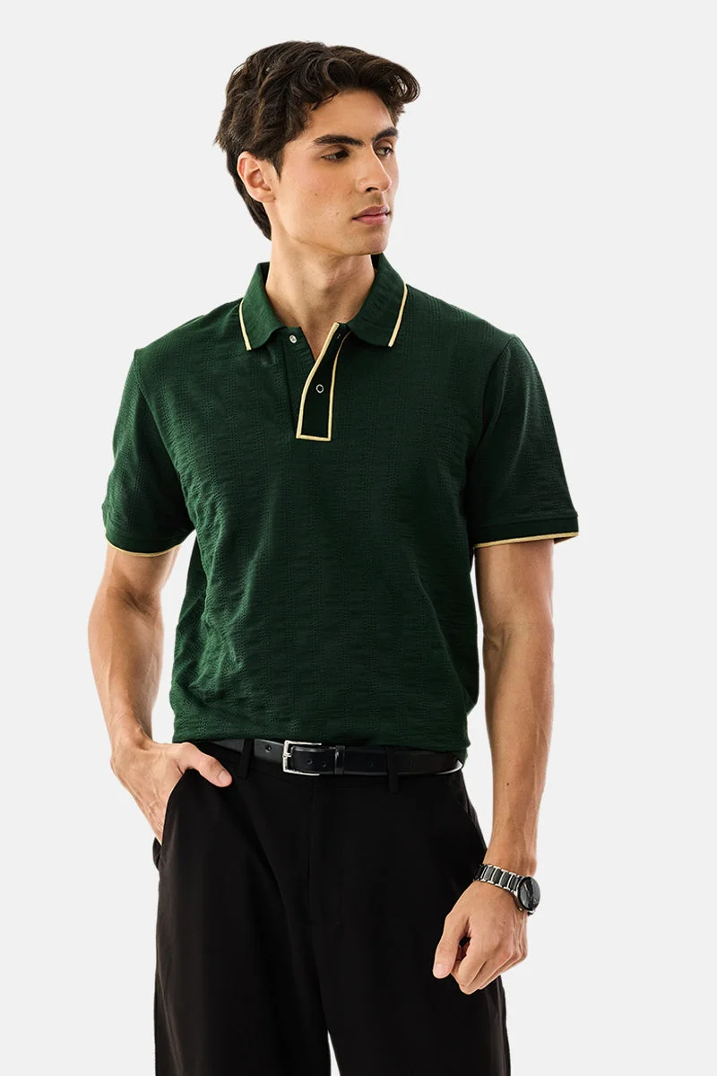 SNITCH Regular Fit Jacquard Polo T-Shirt
