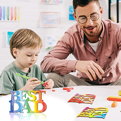AIERSA 20Pcs Best DAD Unfinished Wood Crafts, Fathers Day Crafts for Kids Painting, Wood Cutouts to Paint, Wooden Letter Ornaments for Father's Day Gifts,Dad's Birthday Party Classroom DIY Tags - Image 3