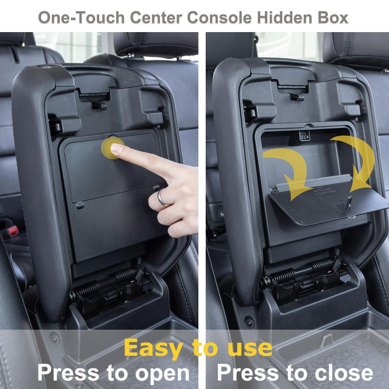 JKCOVER Center Console Hidden Organizer Box Compatible with Jeep Wrangler JL/JLU 4XE and Jeep Gladiator JT 2018-2023 2024 2025 Accessories Armrest Secret Compartment One-Touch Hidden Storageï¼ˆPatent Designï¼‰ - Image 3