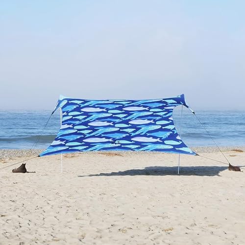 Neso Gigante Portable Beach Tent Sun Shelter - Lightweight Beach Shade Canopy - Easy Setup for Family Outings - Patented Reinforced Corners - UPF 50+ - 8ft Tall, 11 x 11ft - Save The Whales - Image 1